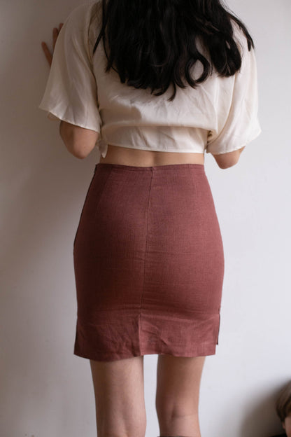 Bordeaux 90s Retro Pencil Skirt — additional view 5