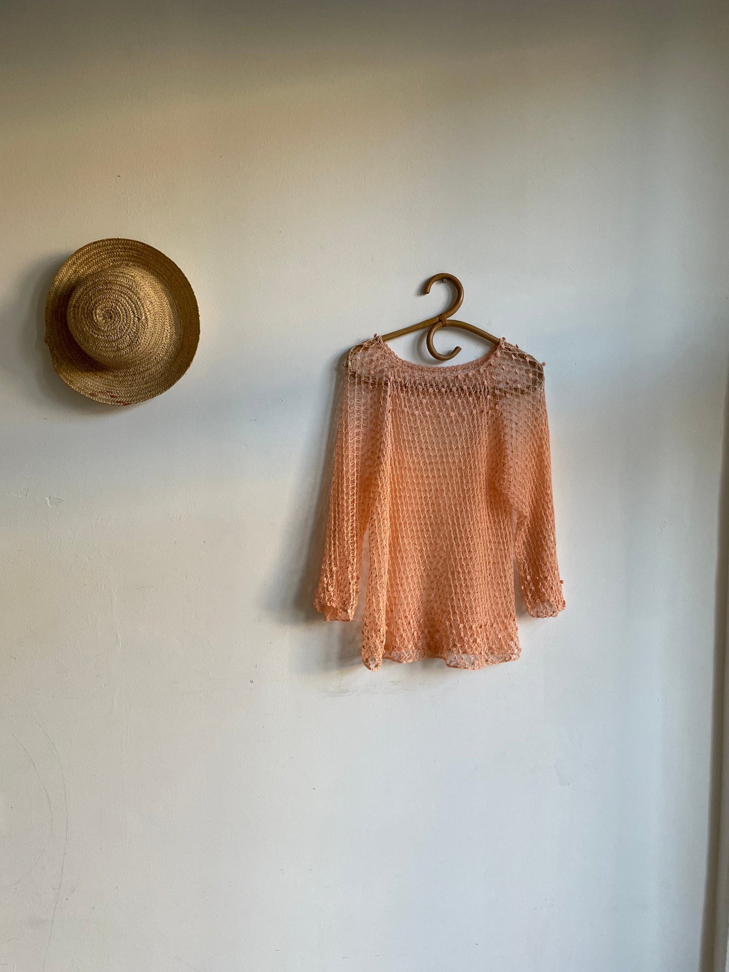 Peach summer crochet top, Sexy see through net shirt, Bikini dress, Crochet top, Peach summer shirt, Festival outfit, Orange beach top,