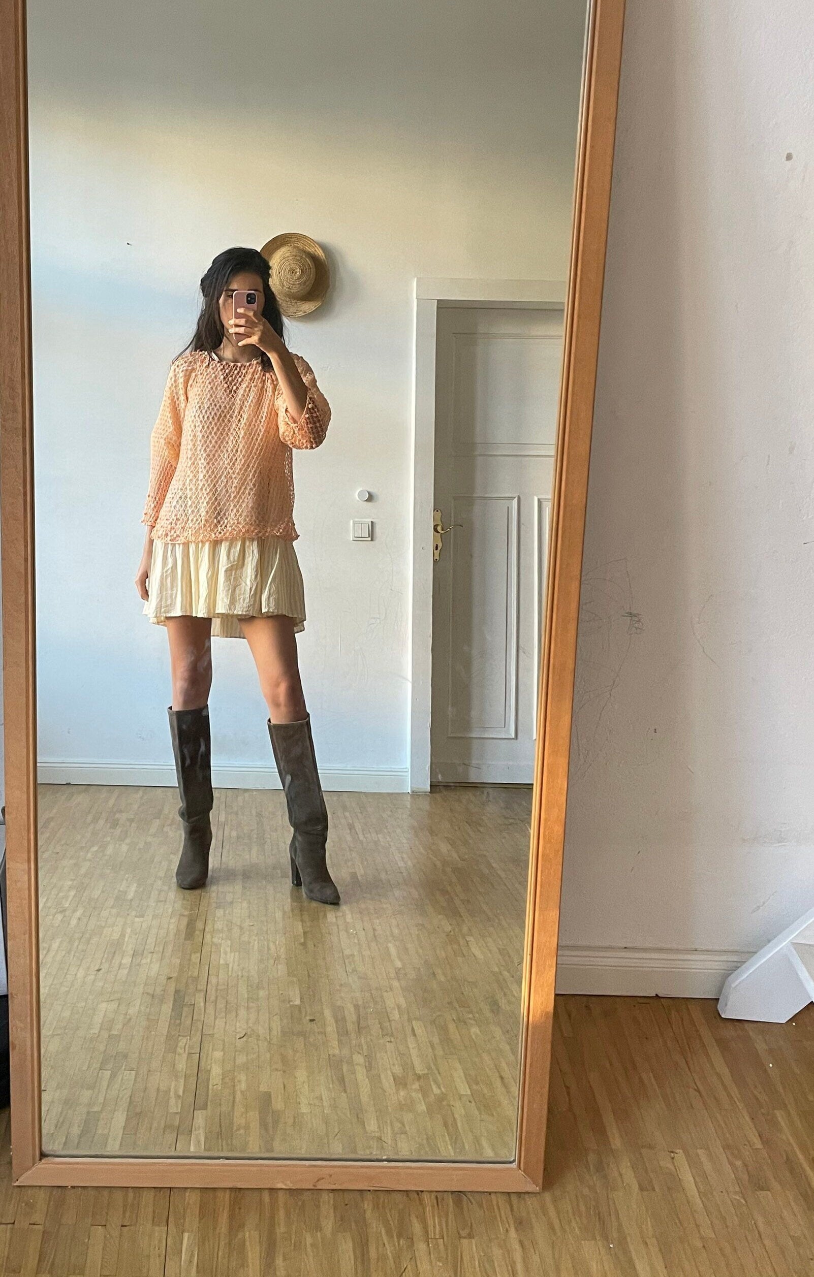 Peach summer crochet top, Sexy see through net shirt, Bikini dress, Crochet top, Peach summer shirt, Festival outfit, Orange beach top,