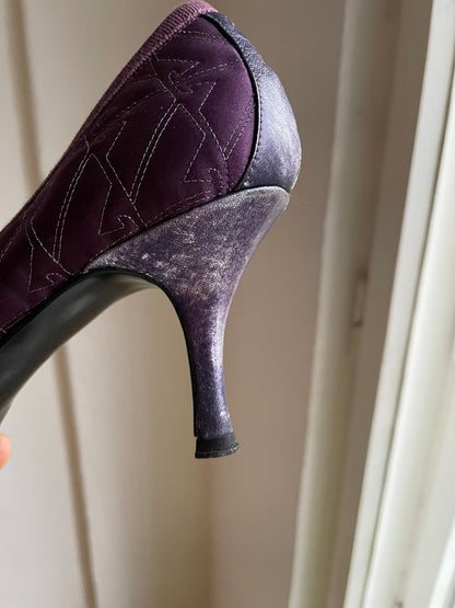 Purple Y2K Kitten Heel Pumps Emporio Armani Vintage Formal Shoes
