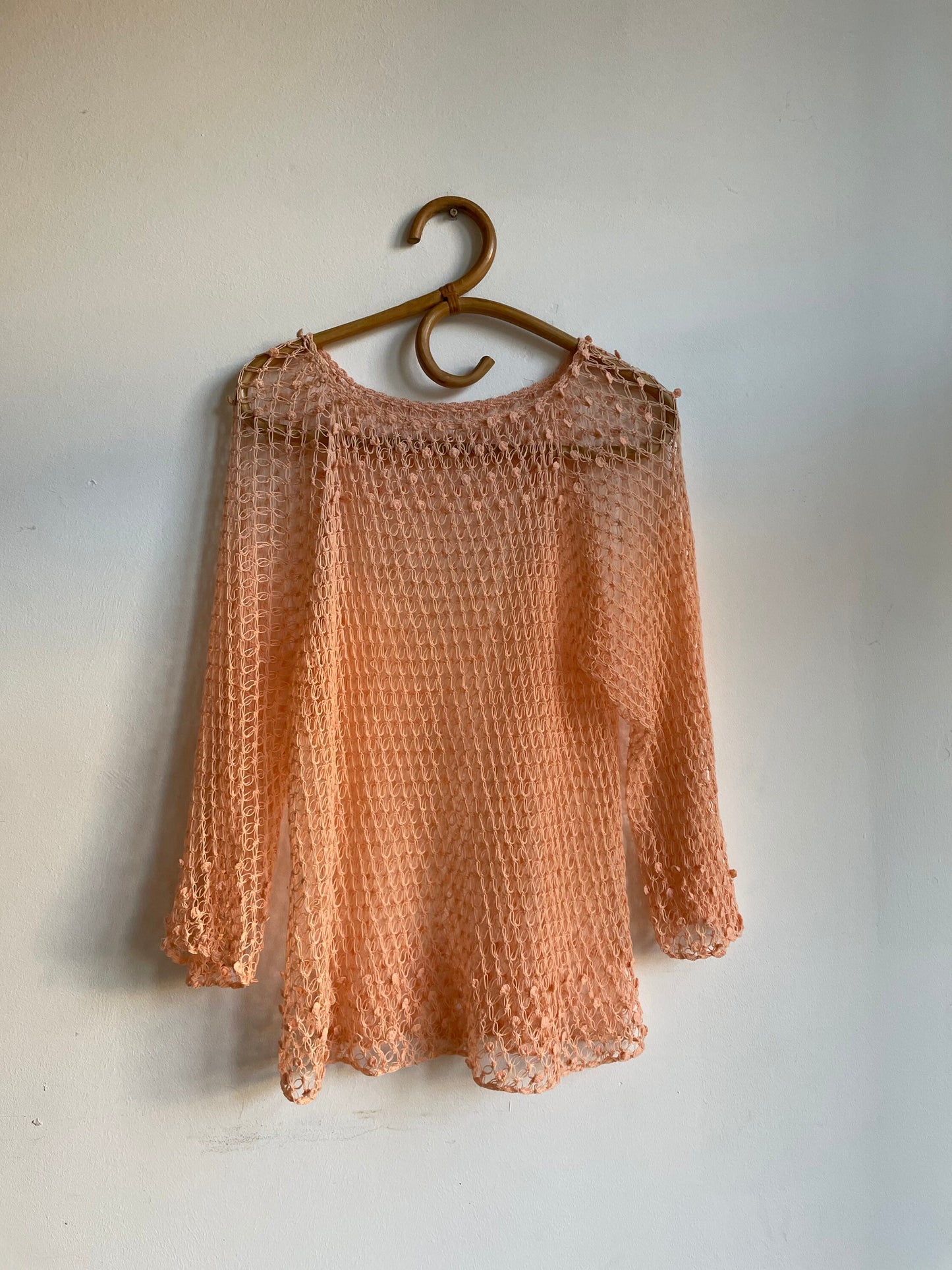 Peach summer crochet top, Sexy see through net shirt, Bikini dress, Crochet top, Peach summer shirt, Festival outfit, Orange beach top,