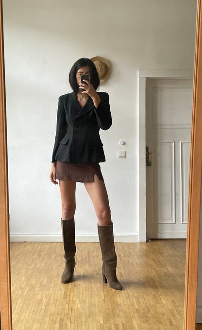 Vintage 90s Moschino Black Double-Breasted Blazer — back view