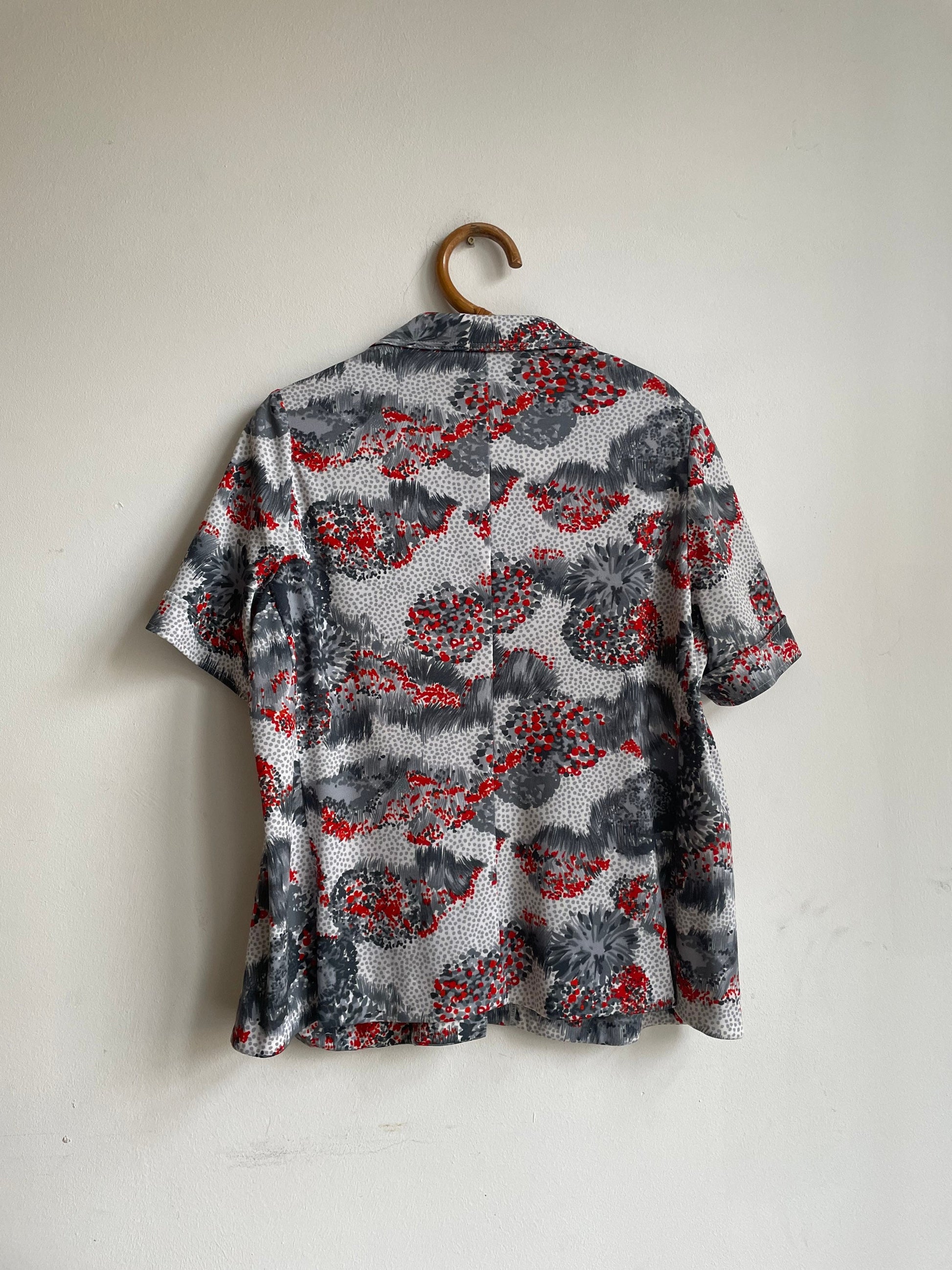 Vintage blouse, oversized women shirt, Groovy button down, M