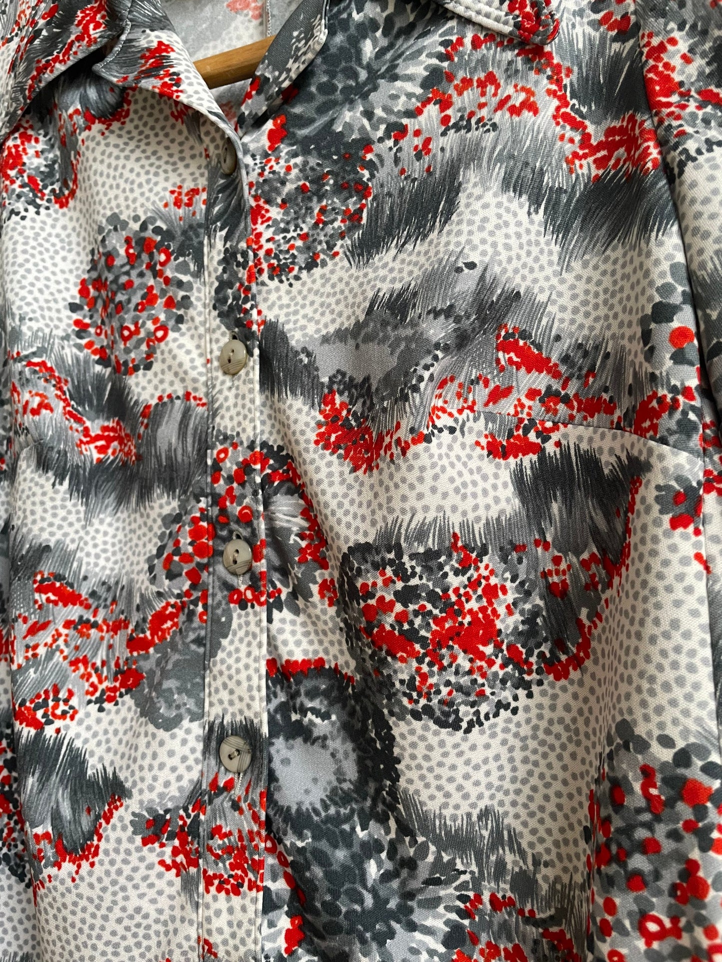 Vintage blouse, oversized women shirt, Groovy button down, M