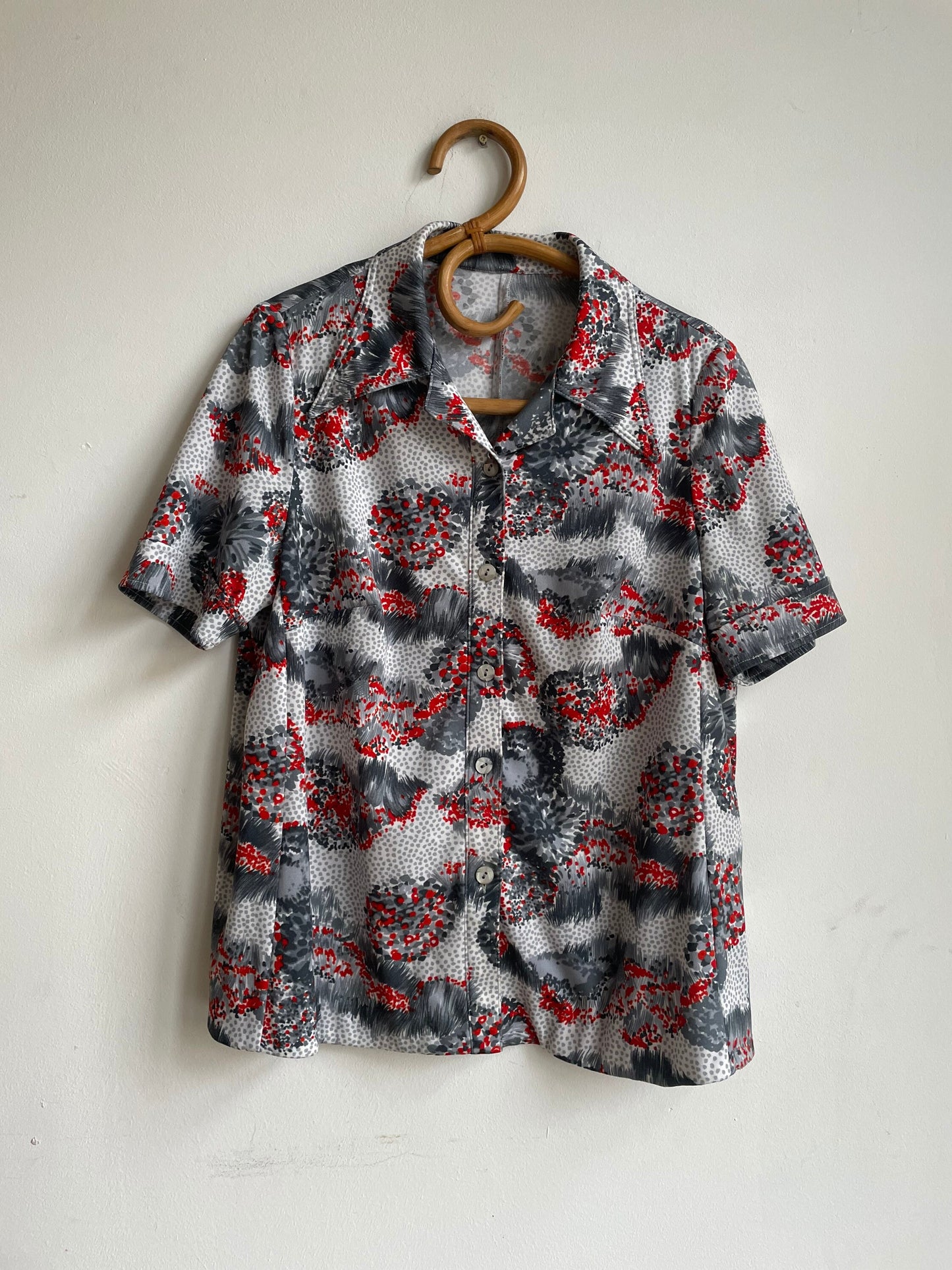 Vintage blouse, oversized women shirt, Groovy button down, M