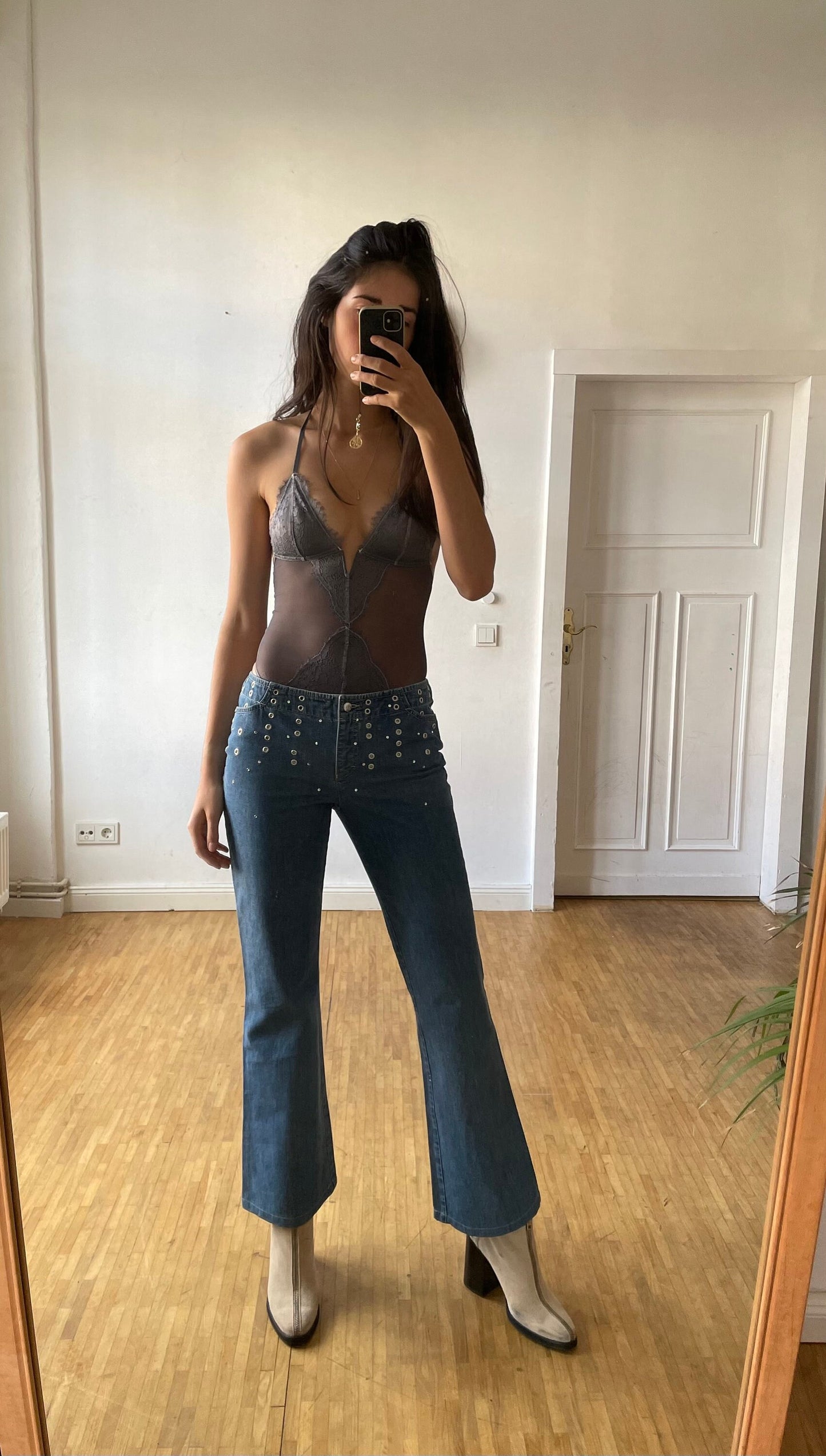 Escada Y2K Low Rise Embellished Flares