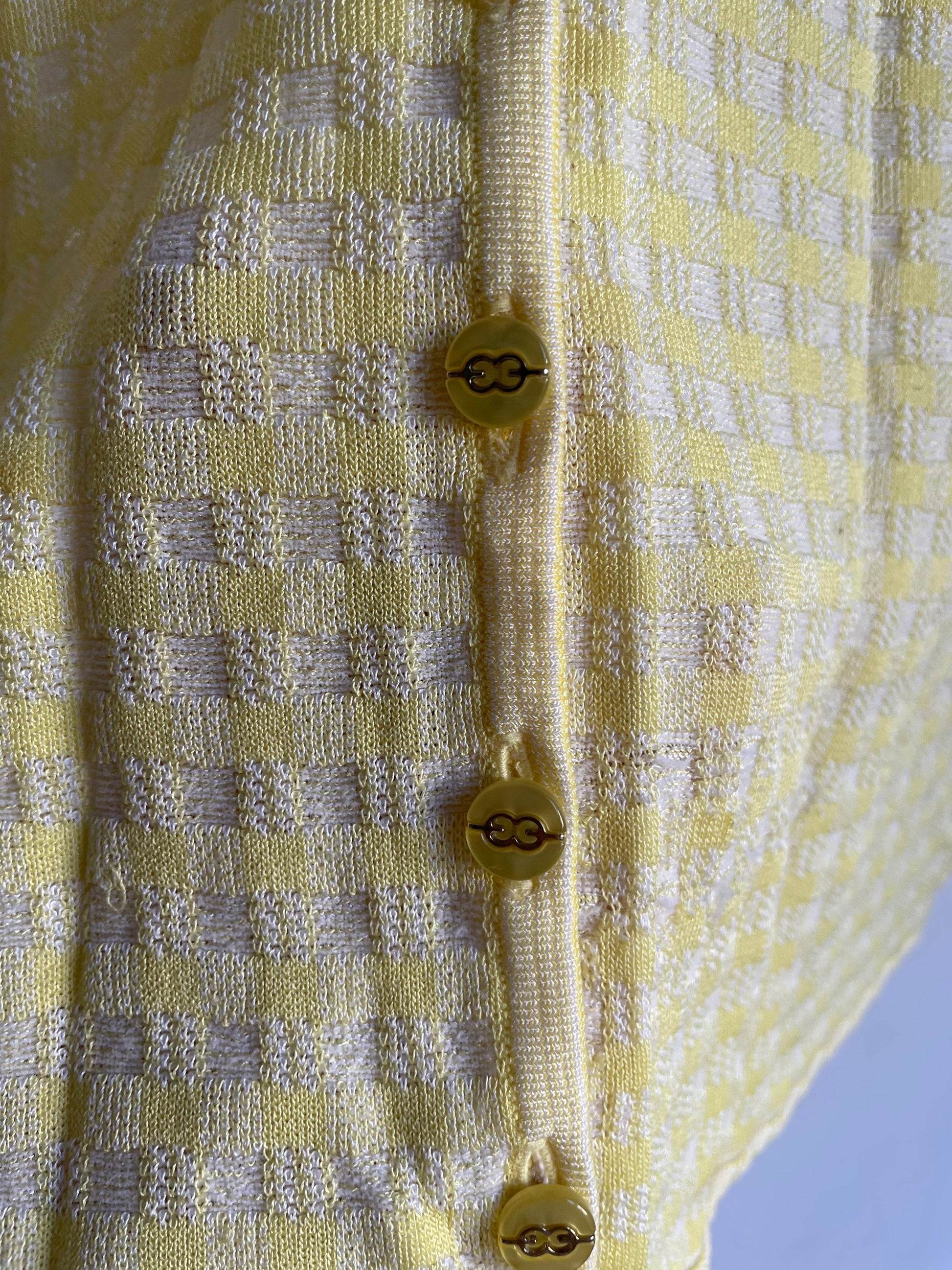 Pastel yellow Escada cardigan, Women vest, Vintage summer wear, 60s feminine clothing, Vintage designer clothing,