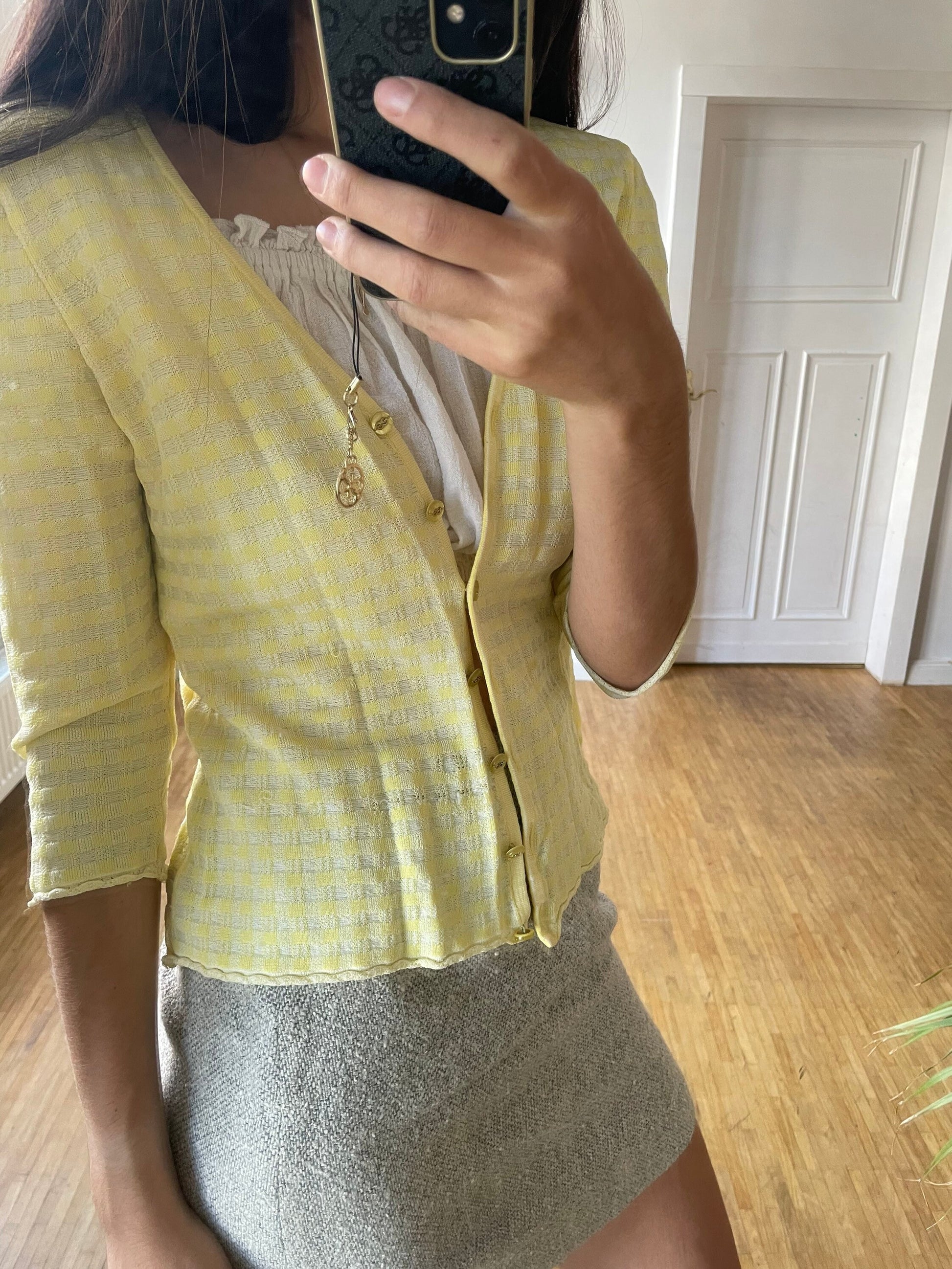 Pastel yellow Escada cardigan, Women vest, Vintage summer wear, 60s feminine clothing, Vintage designer clothing,