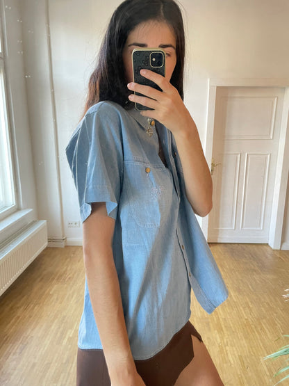Vintage 80s Oversized Denim Shirt — additional view 5