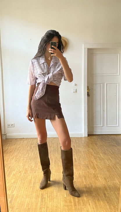 Lavender Plaid Vintage 70s Blouse — additional view 5