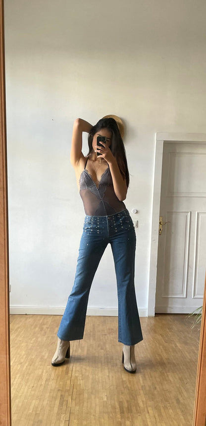 Escada Y2K Low Rise Embellished Flares