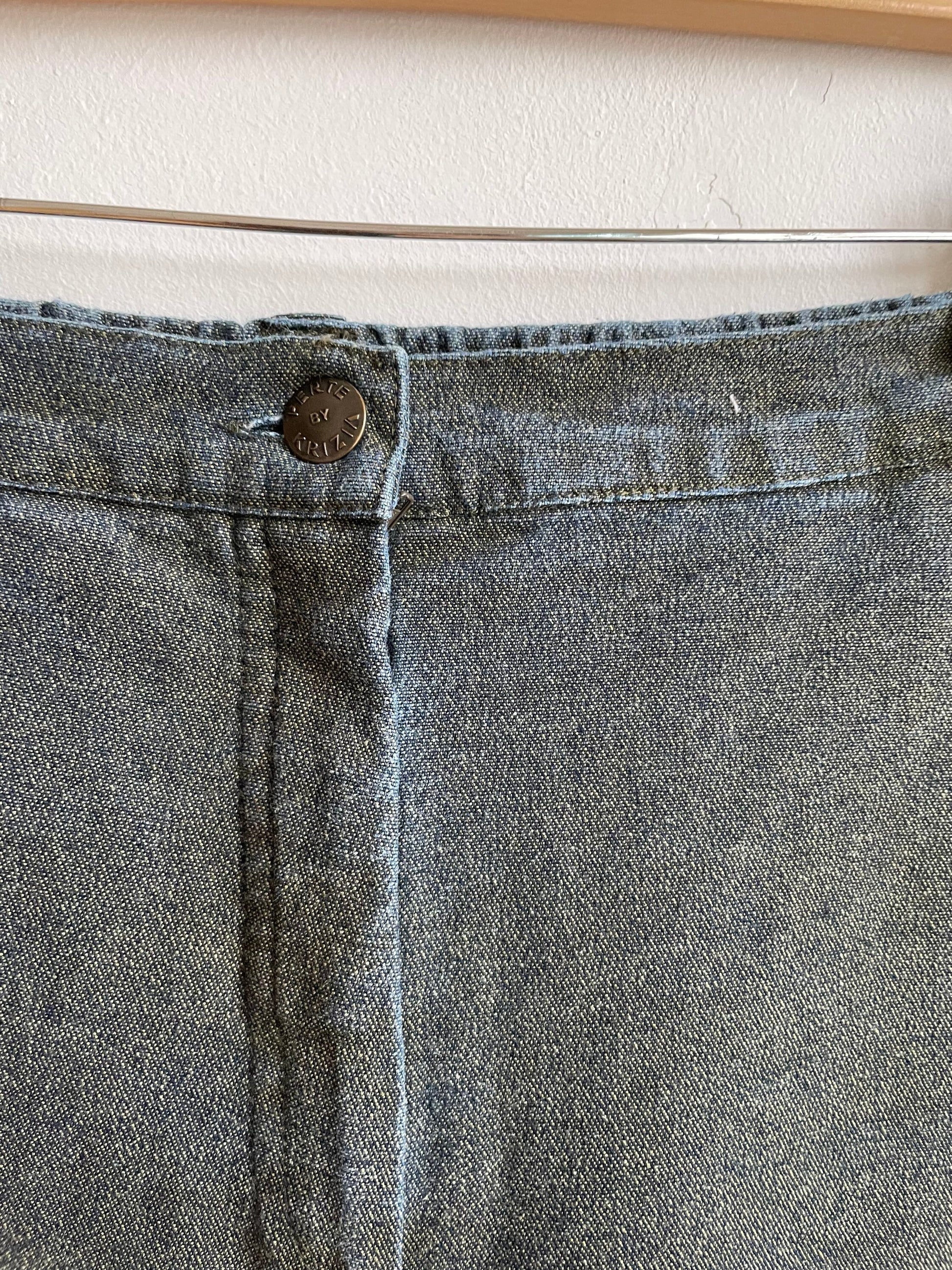 Krizia vintage denim trousers, Straight jean, Vintage Style, High Waisted Pleated, Slow Fashion, Designer pants, High rise Harry styles,