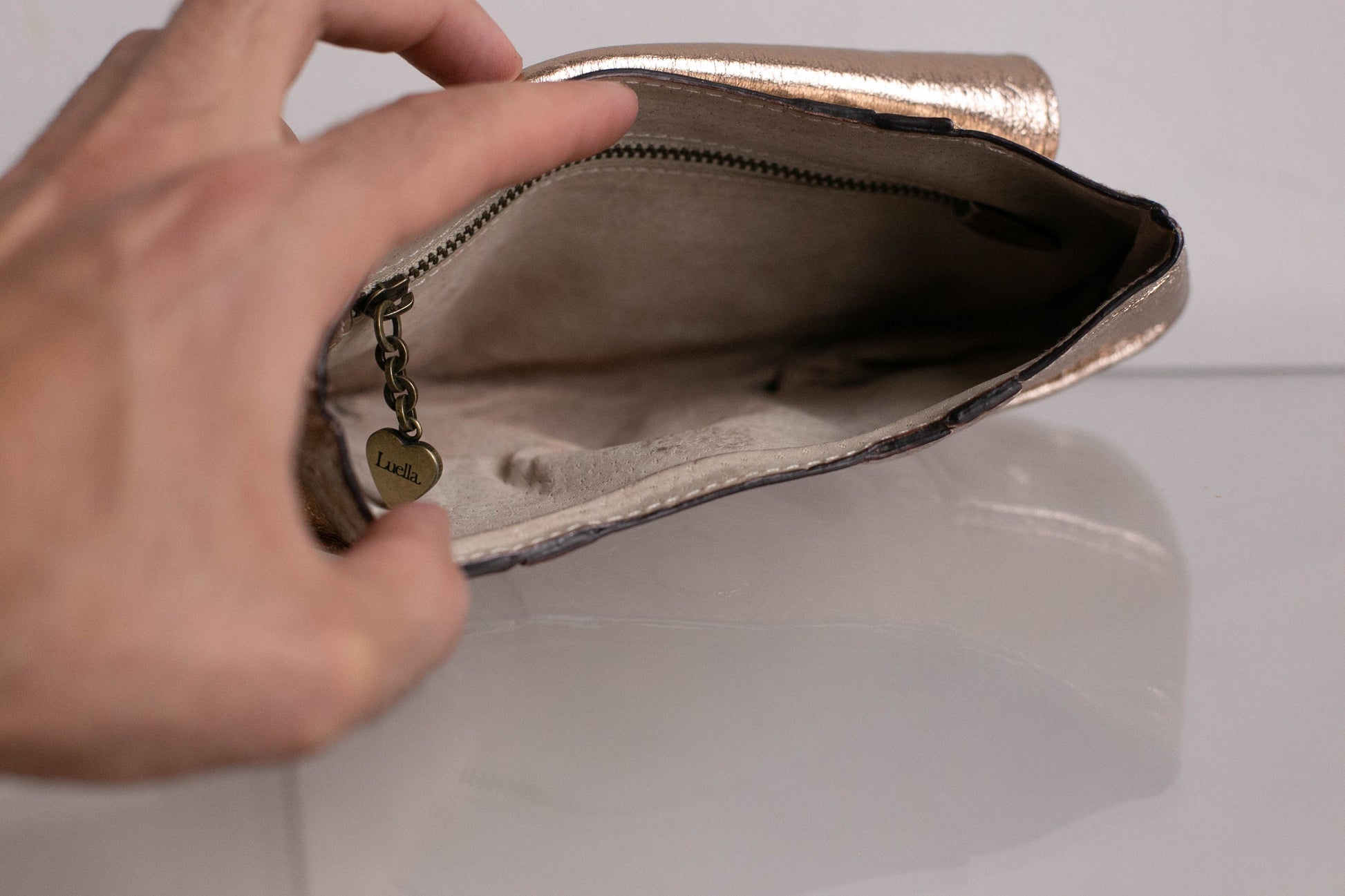 Vintage Luella Designer Studded Clutch Purse | Metallic Gold with Padlock Detail