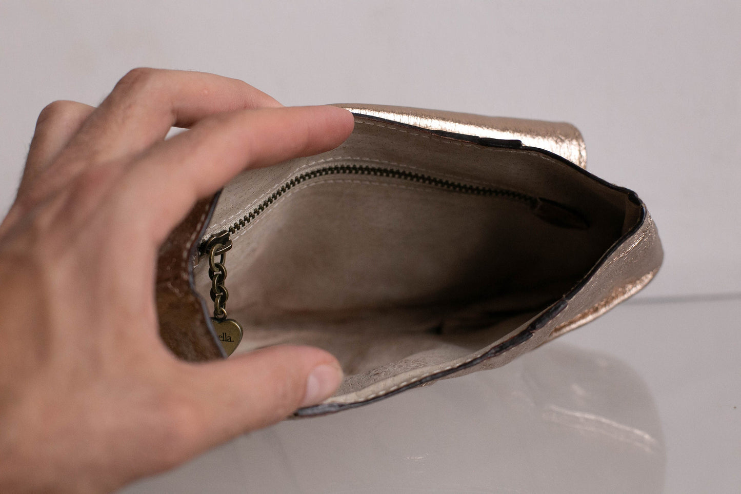 Vintage Luella Designer Studded Clutch Purse | Metallic Gold with Padlock Detail