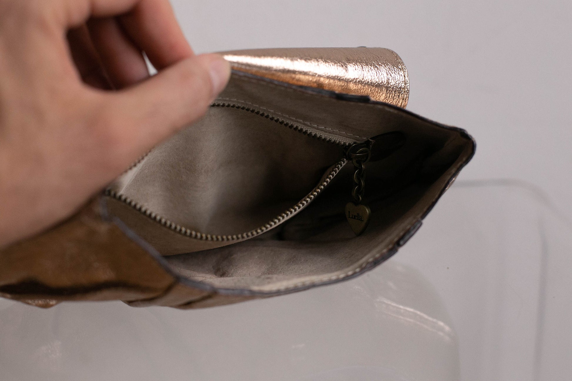 Vintage Luella Designer Studded Clutch Purse | Metallic Gold with Padlock Detail