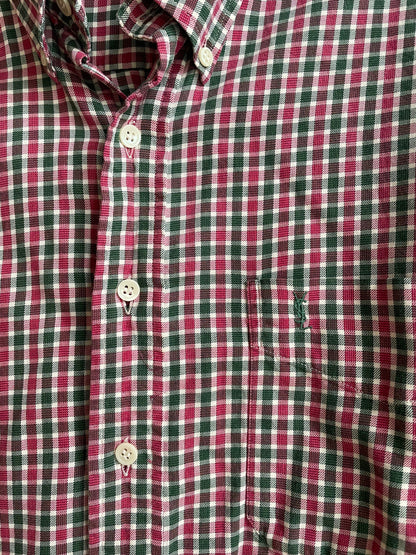 Yves Saint Laurent Vintage Gingham Shirt — fabric close-up