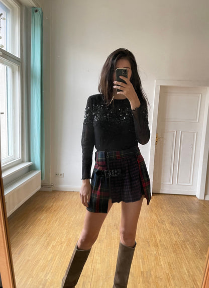 Black Sheer Sequin Long Sleeve Top — additional view 6