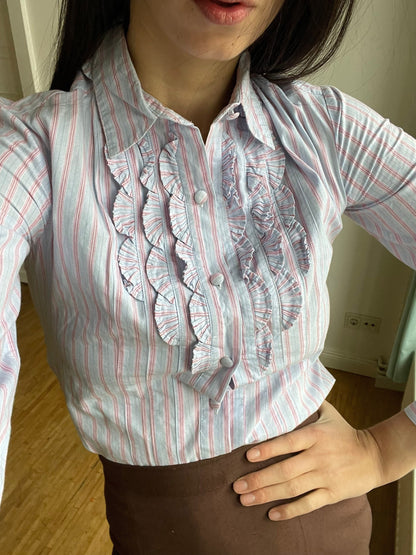 Cotton Ruffle Blouse for Festive Elegance