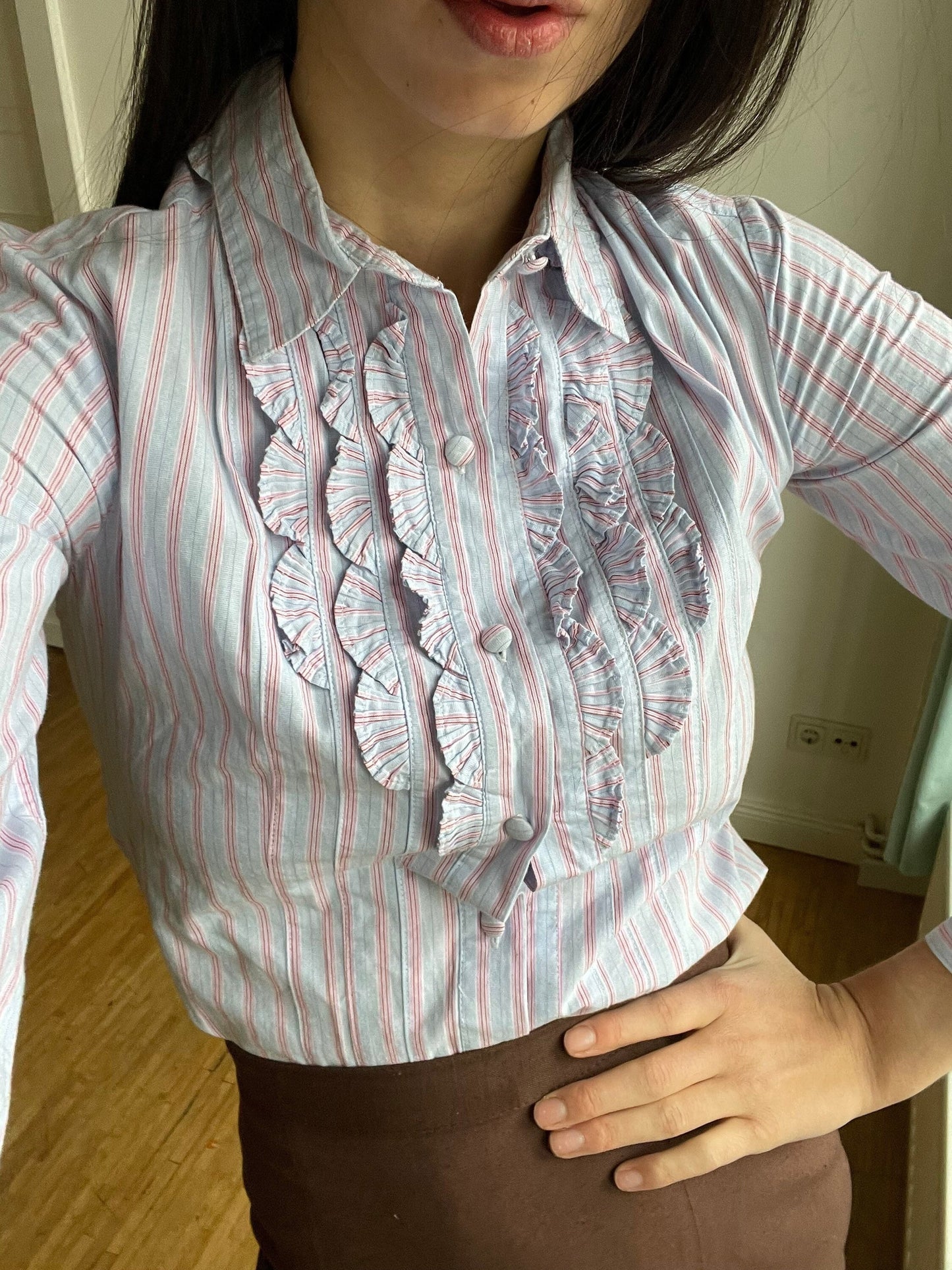 Festive woman blouse, Christmas elegant clothing, Cotton Ruffle blouse, Cottage core shirt, Romantic blouse, Classic Summer shirt,