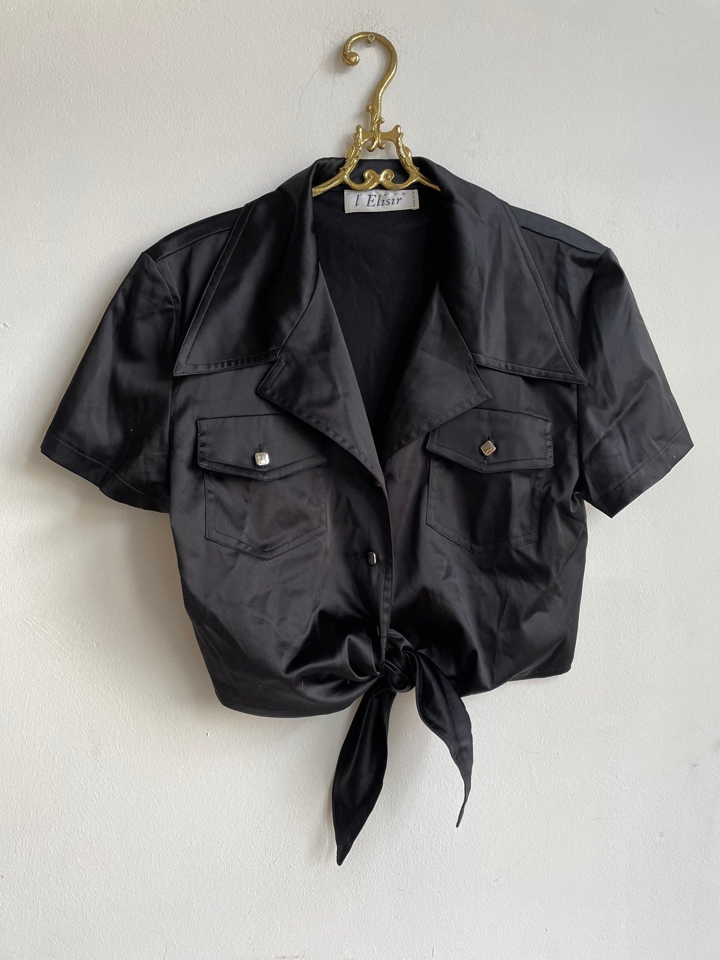 Italian Vintage Black Cropped Blouse — additional view 7