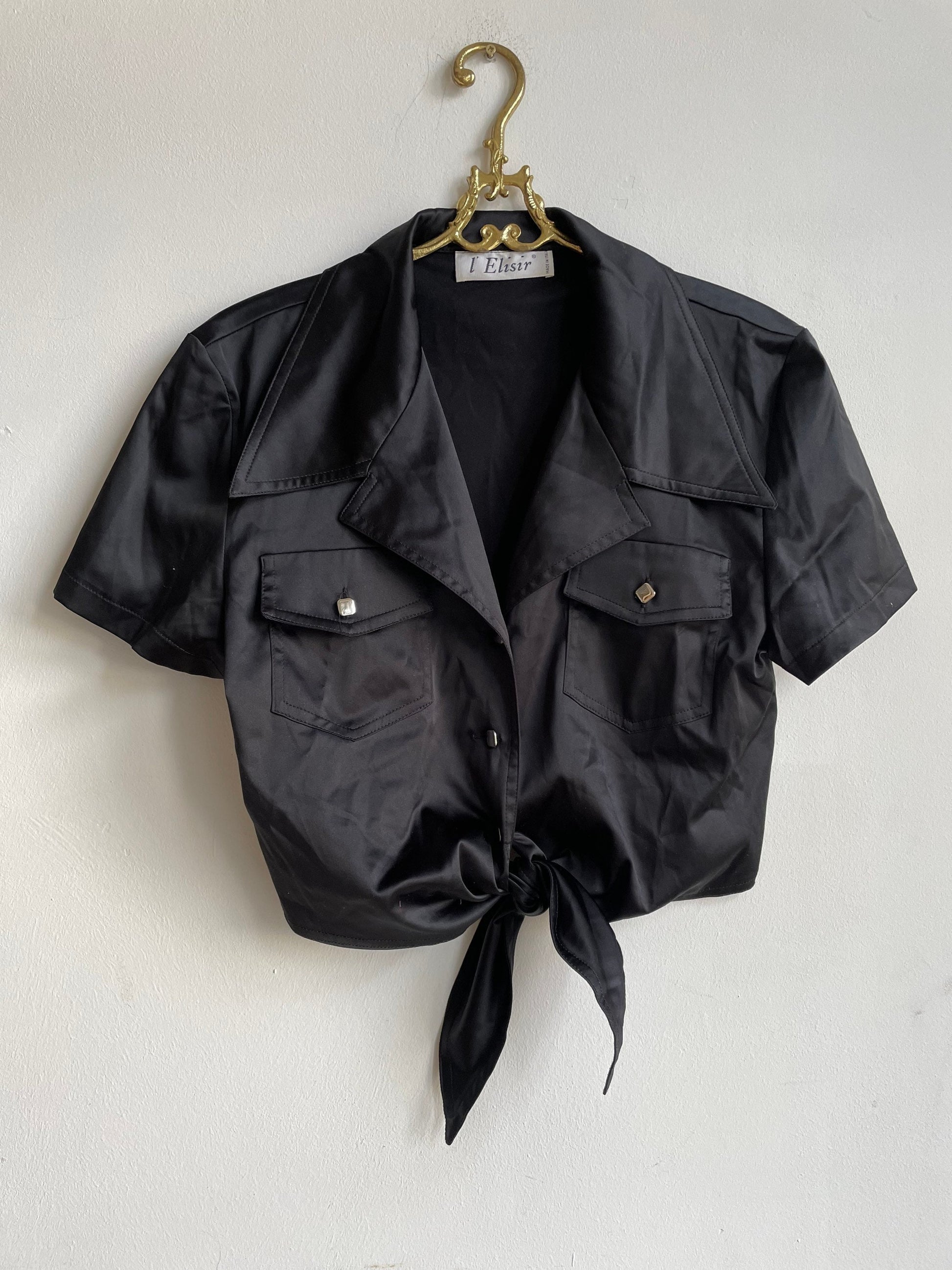Italian Vintage Black Cropped Blouse — additional view 7