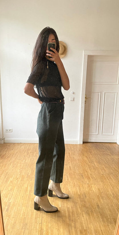 Krizia Vintage High-Waisted Denim Trousers — back view