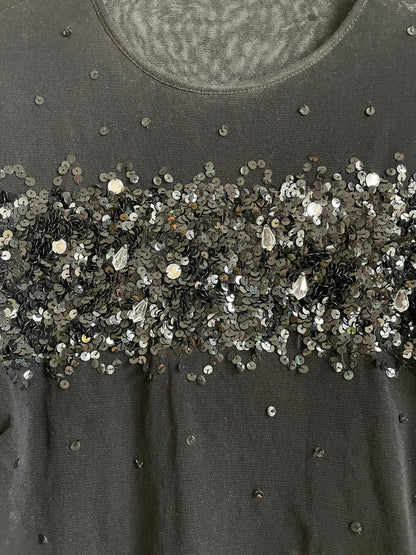 Black Sheer Sequin Long Sleeve Top — additional view 9
