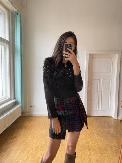 Black Sheer Sequin Long Sleeve Top — additional view 5