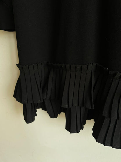 Vintage Black Ruffle Mini Dress Long Sleeve
