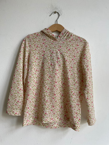 Vintage Floral Hooded Shirt For Girls — fabric close-up