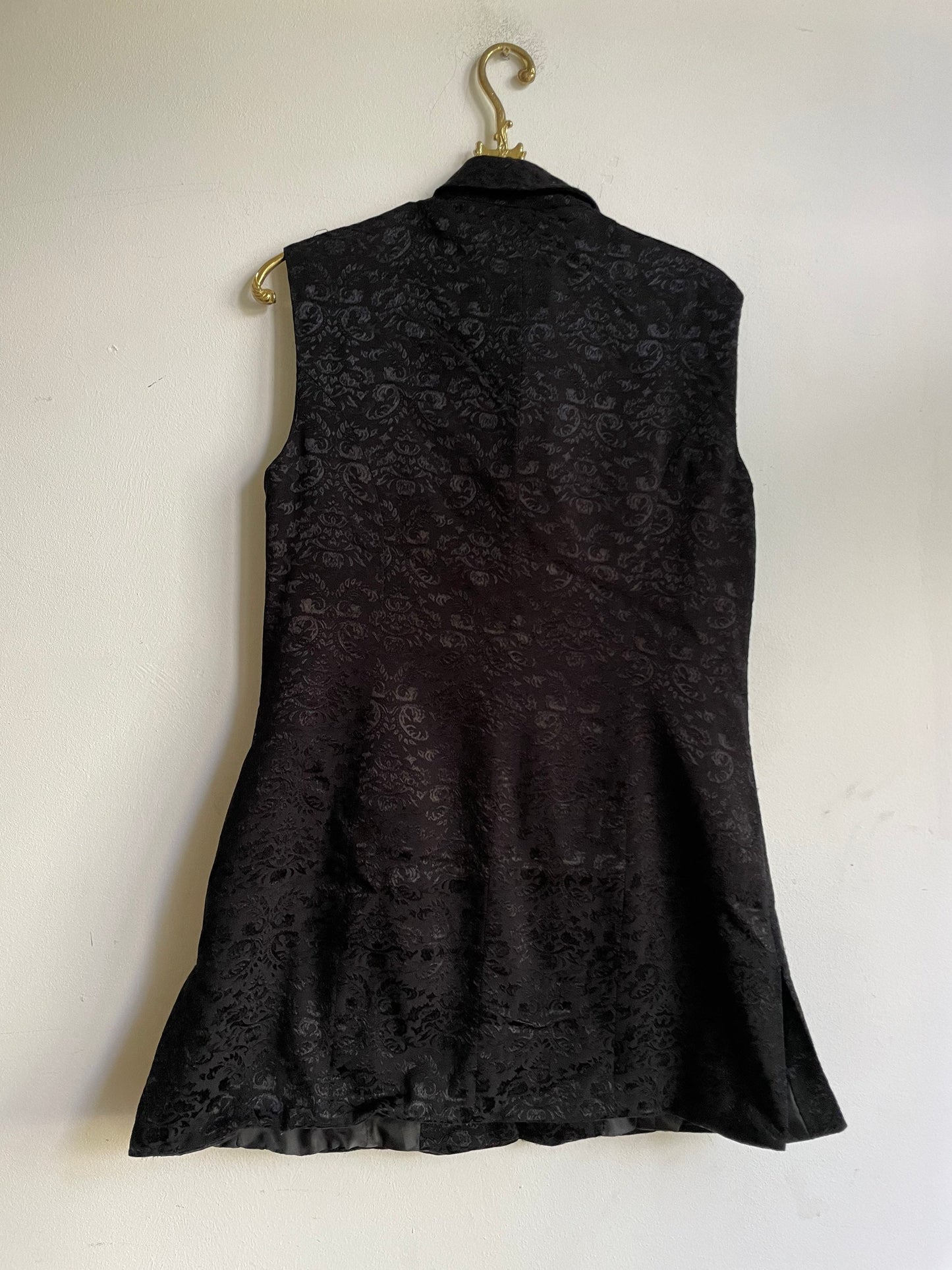 Dark academia Long black waistcoat, Gothic vest, Vintage black jacket, Goth clothing, Black party mini dress, Vampire costume cardigan