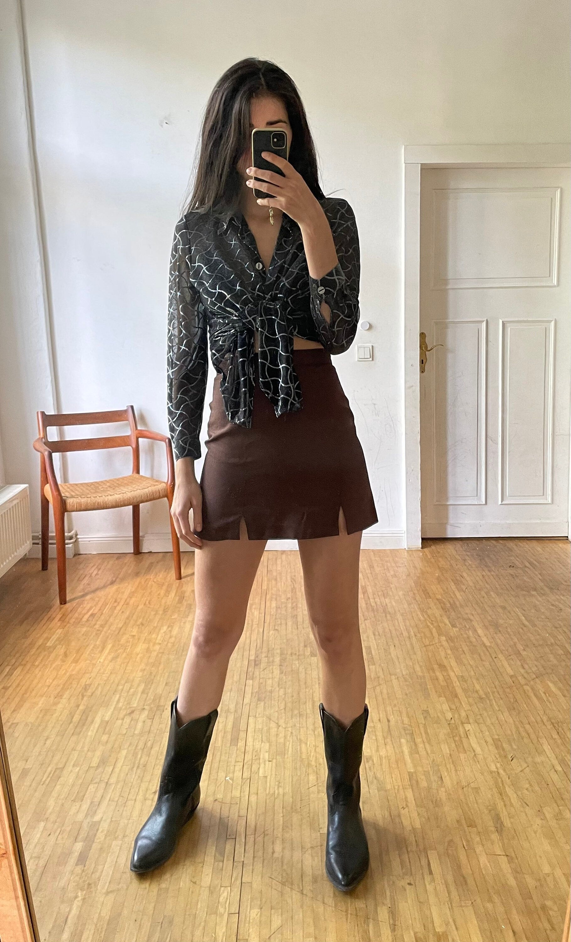 Vintage black see through woman blouse, Sheer black blouse with silver detailing, Retro glitter women blouse, Couture Punk shirt,