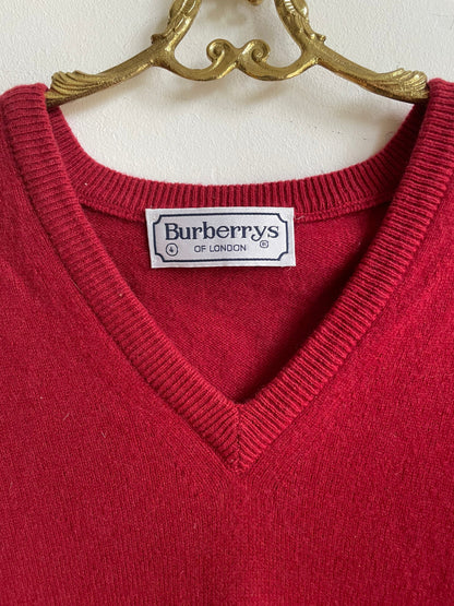 Vintage Red Wool Burberry Pullover — additional view 5