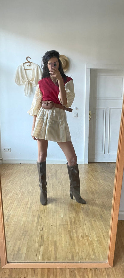 Vintage Red Wool Burberry Pullover — back view