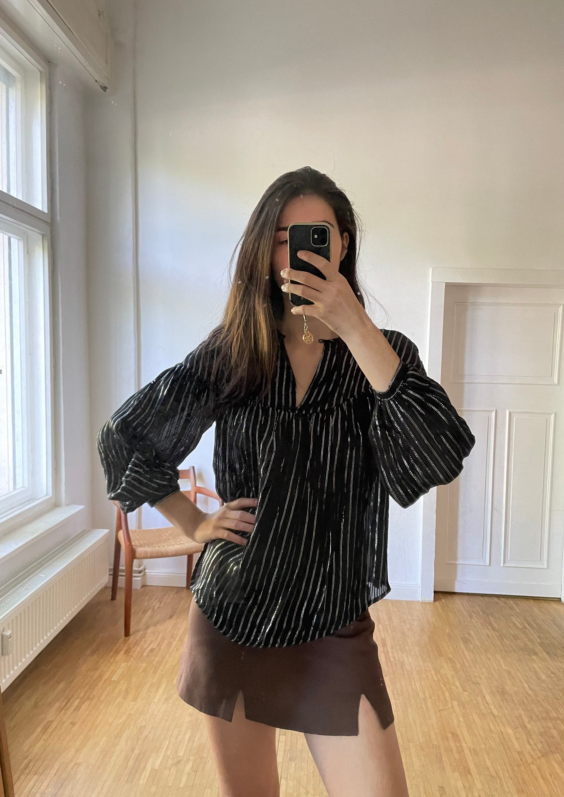 Black and silver glitter blouse, Vintage Old years eve outfit