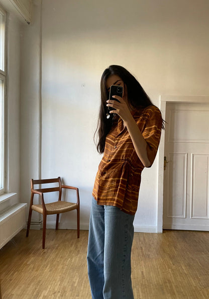 Vintage 70s Burnt Orange Oversized Blouse — additional view 5