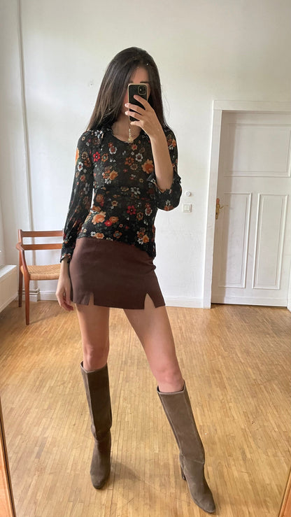 70s Black Lycra Floral Top — additional view 8