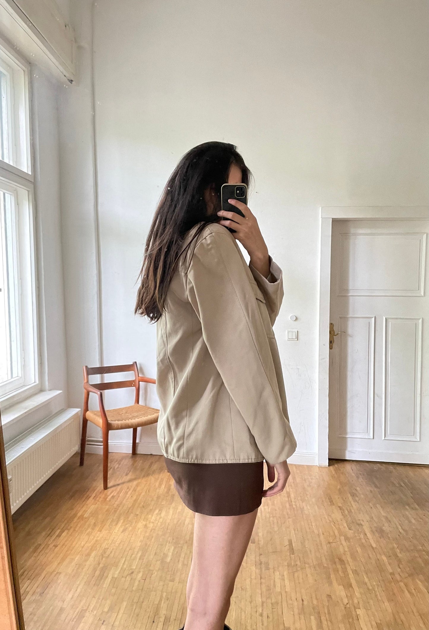 Vintage Mens Beige Jacket, Modern Cut, Lightweight Summer Blazer, Casual, Dark Academia Style, Oversized Fit, Trendy Wardrobe Essential