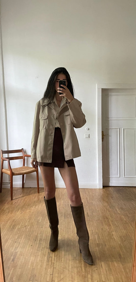 Vintage Mens Beige Jacket, Modern Cut, Lightweight Summer Blazer, Casual, Dark Academia Style, Oversized Fit, Trendy Wardrobe Essential