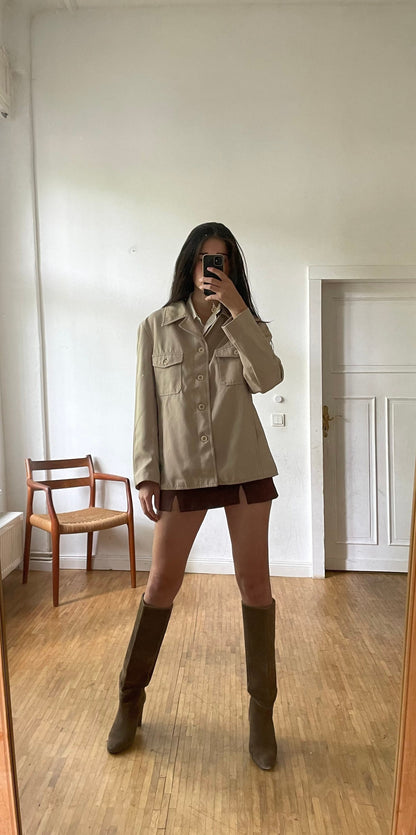Modern Oversized Beige Jacket For Men — back view