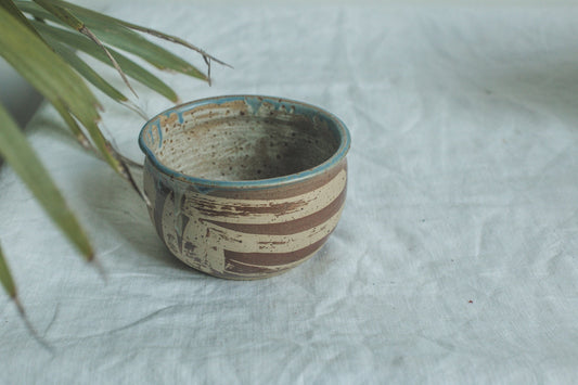 Handmade Vintage Ceramic Matcha Bowl - Rustic Soup, Cereal & Café au Lait Bowl with Abstract Glazing, Unique Small Home Decor 3.3"x5.5