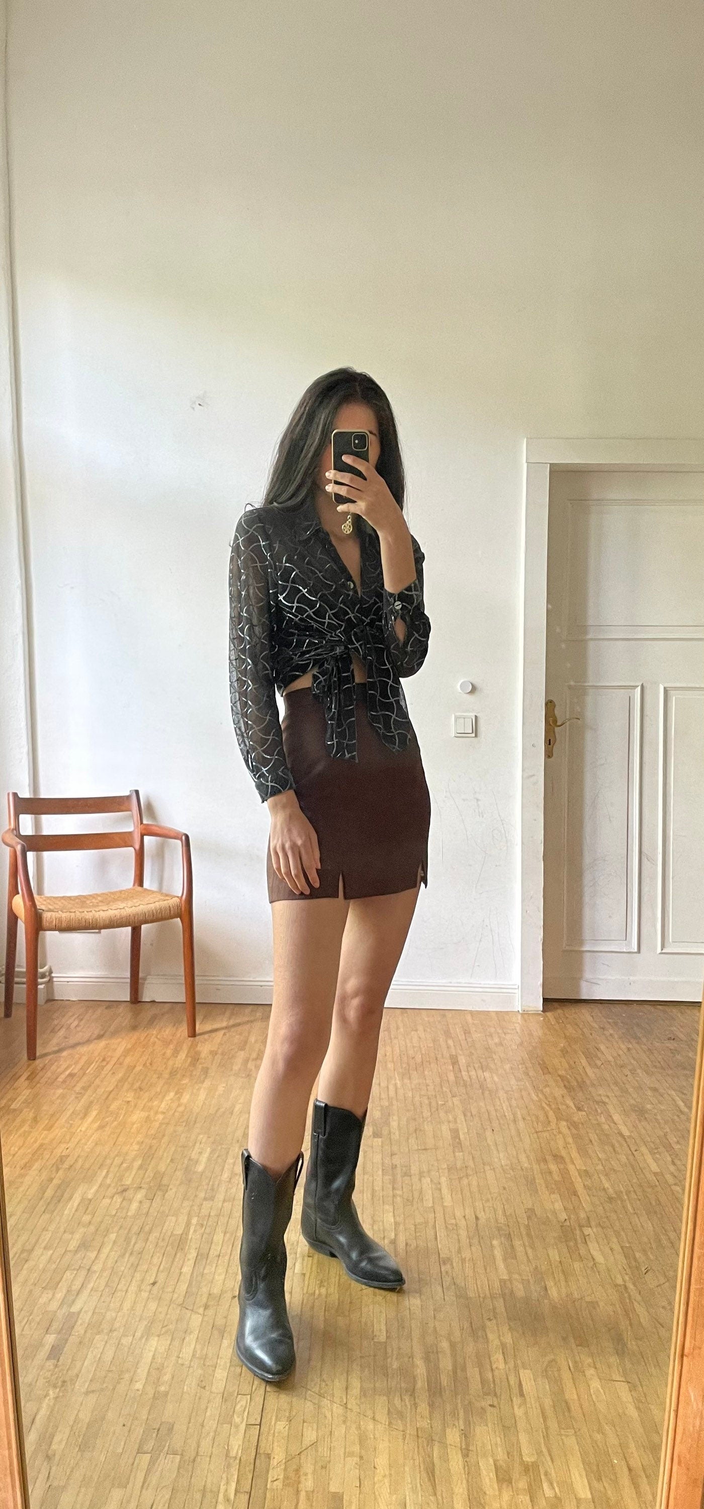 Vintage black see through woman blouse, Sheer black blouse with silver detailing, Retro glitter women blouse, Couture Punk shirt,