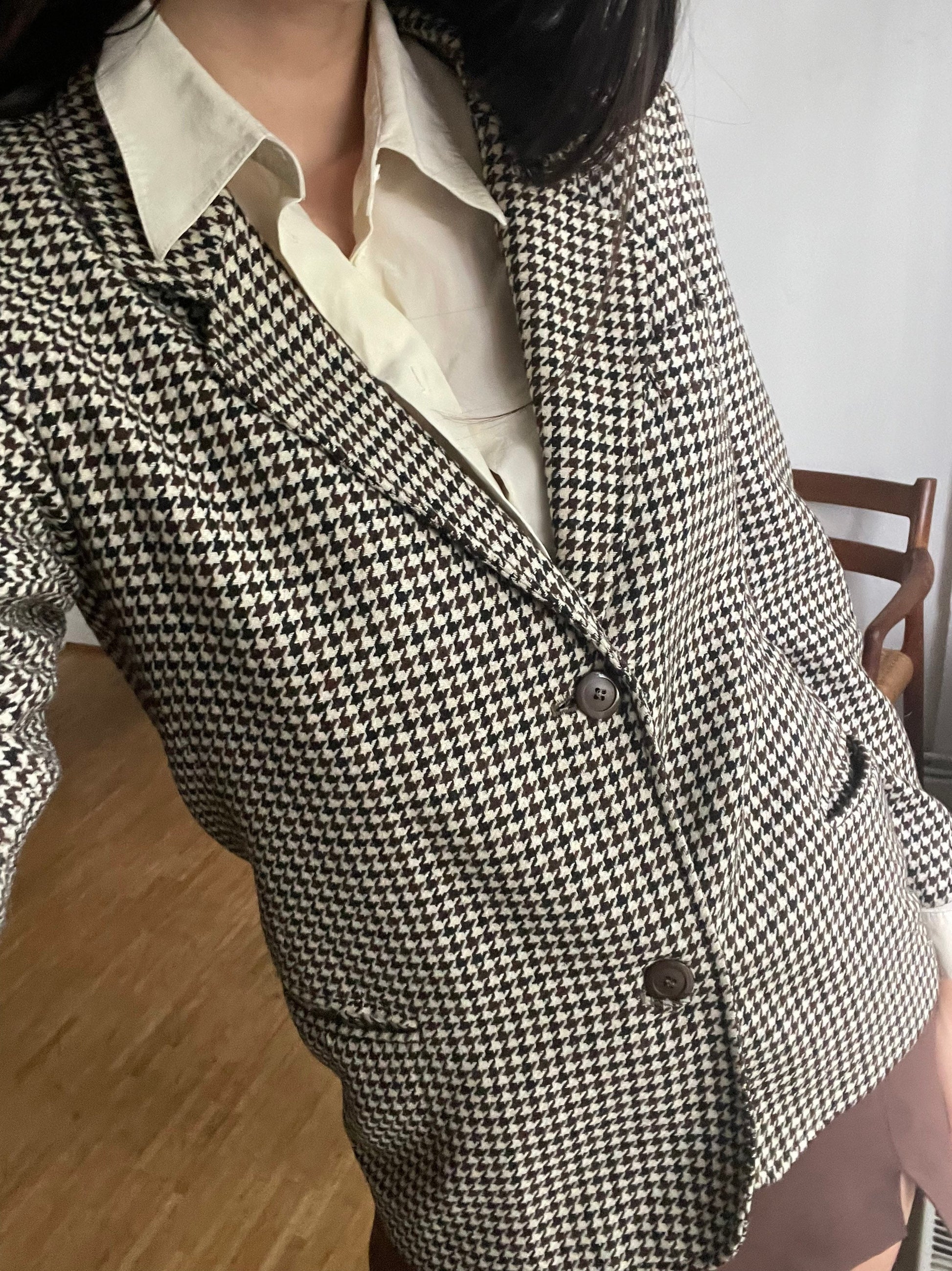 Vintage Brown Houndstooth Blazer — additional view 5