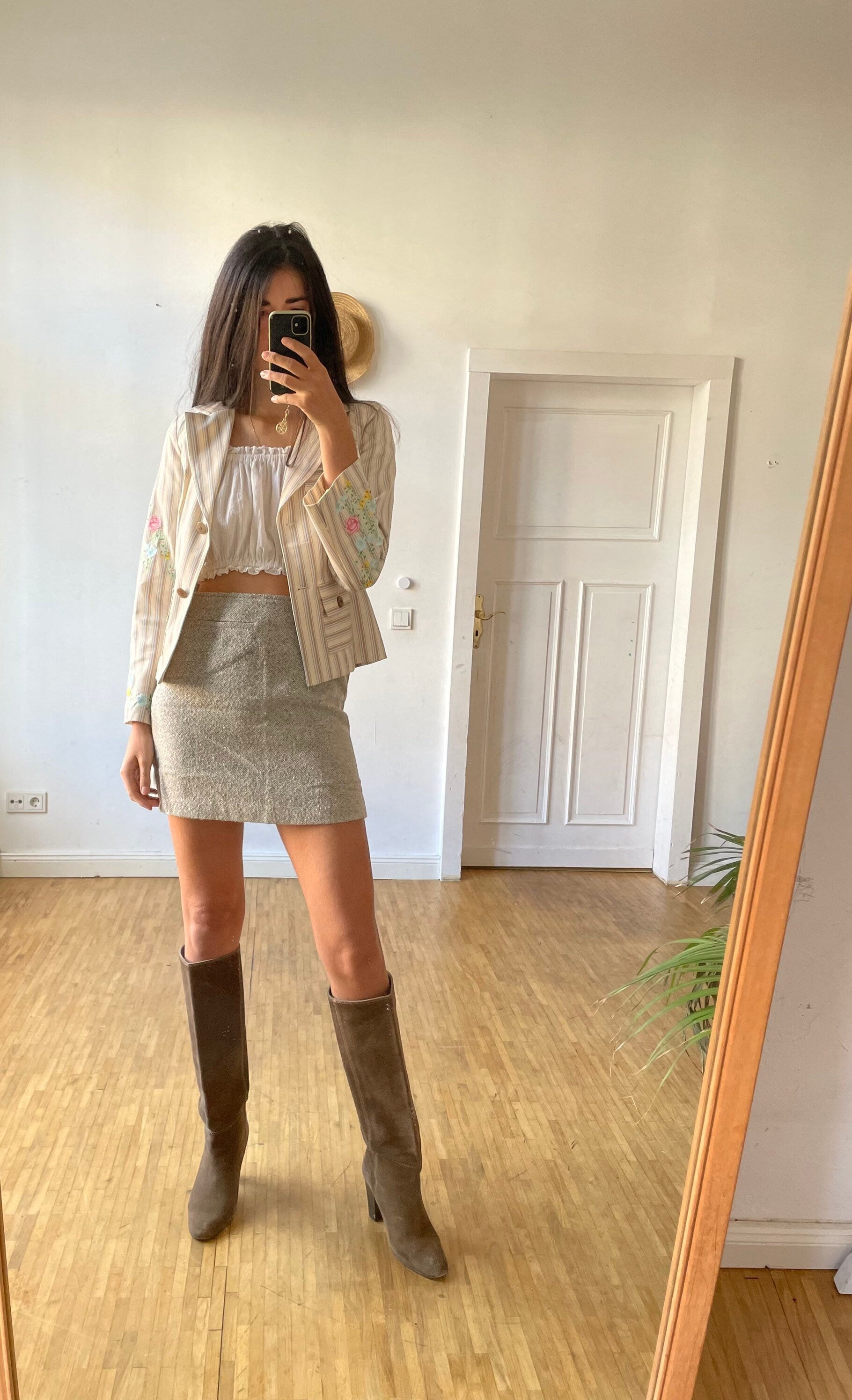 Diane von Furstenberg summer blazer jacket, Striped designer jacket with floral embroidering, Spring designer jacket