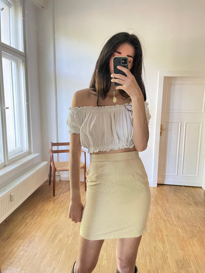 Vintage Y2K Beige Floral Pencil Skirt