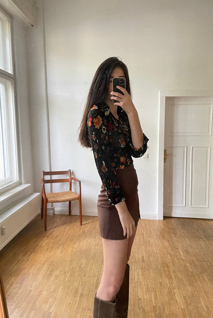 70s Black Lycra Floral Top — additional view 11