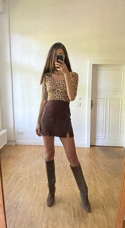 Vintage Leopard Print Bodysuit 90s Stretch Clubwear