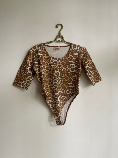Vintage Leopard Print Bodysuit 90s Stretch Clubwear