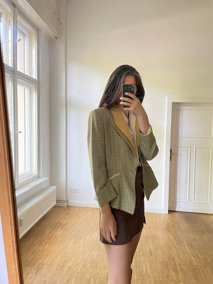 Vintage Yellow Wool Plaid Blazer — additional view 7