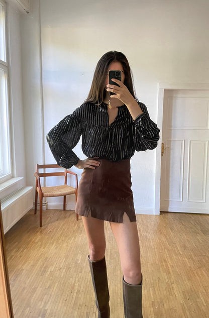 Vintage Black Glitter Blouse — back view